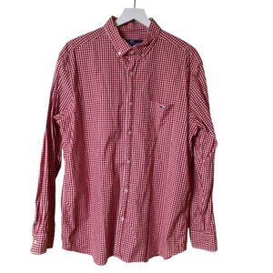 Men's Vineyard Vines Red White Gingham Long Sleeve Button Down XL